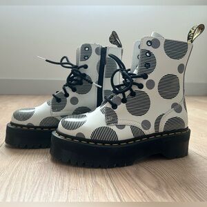 Dr. Martens Black and White Polka Dot Smooth Jadon Boots